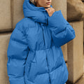 Pocketed Zip Up Hooded Puffer Jacket
