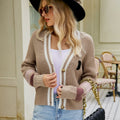 Contrast Button Up Dropped Shoulder Cardigan