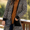 Pocketed Leopard Open Front Cover Up