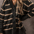 Striped Button Down Long Sleeve Cardigan