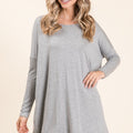 BOMBOM Round Neck Long Sleeve Oversized Top