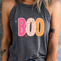 Round Neck Sleeveless BOO Graphic Tank Top