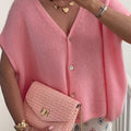 V-Neck Button Up Short Sleeve Cardigan
