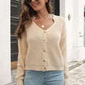 Button-Down Dropped Shoulder Ribbed Cardigan