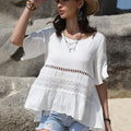 Lace Detail Round Neck Half Sleeve Blouse