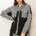 HYFVE Houndstooth Contrast Raw Hem Jacket