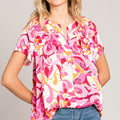 Cotton Bleu by Nu Label Abstract Print Short Sleeve Top