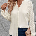 Perfee Textured Notched Long Sleeve Shirt