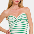 Zenana Twisted Sweetheart Neck Striped Tube Top