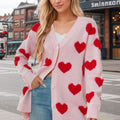 Heart Button Down Long Sleeve Cardigan