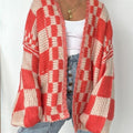 Plaid Open Front Long Sleeve Cardigan