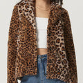 Fuzzy Leopard Collared Neck Jacket