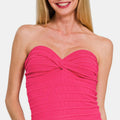 Zenana Ruched Twisted Sweetheart Neck Top