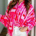 Color Block Collared Neck Long Sleeve Shirt