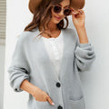 Waffle-Knit Dropped Shoulder Cardigan