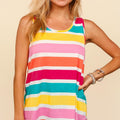 Haptics Round Neck Striped Knit Tank