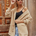 Ribbed Open Front Long Sleeve Cardigan