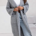 Pocketed Collared Neck Dropped Shoulder Cardigan