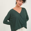 HYFVE Draped Drop Shoulder Long Sleeve Top