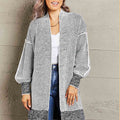 Woven Right Heathered Open Front Longline Cardigan
