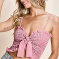 BiBi Ruffled Smocked Ribbon Detail Cami