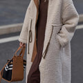Plus Size Drawstring Zip Up Turtleneck Sherpa Coat