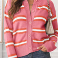 Striped Button Down Long Sleeve Cardigan