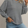 Striped Round Neck Long Sleeve Top
