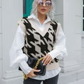 Houndstooth V-Neck Sweater Vest