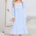Lace Detail Square Neck Flounce Sleeve Night Dress