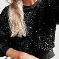 Sequin Round Neck Long Sleeve Blouse