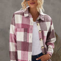 Plaid Button Up Dropped Shoulder Jacket