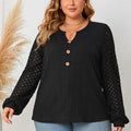 Honey Plus Size Openwork Notched Button Front Blouse