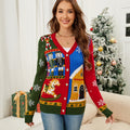Nutcracker Contrast V-Neck Long Sleeve Cardigan