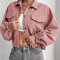 Collared Neck Dropped Shoulder Jacket