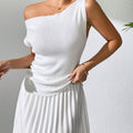 Single Shoulder Short Sleeve Knit Top
