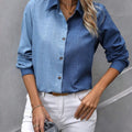 Contrast Collared Neck Long Sleeve Shirt