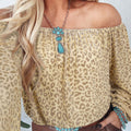 Leopard Off-Shoulder Long Sleeve Blouse