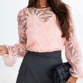Flower Dotted Ruffled Sleeve Mesh Top
