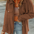 Pocketed Button Up Droppped Shoulder Jacket