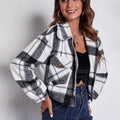 Plaid Button Front Jacket with Pockets