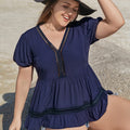 Plus Size Peplum V-Neck Short Sleeve Blouse
