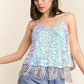 J.NNA Sequin Tassel Hem Flowy Cami