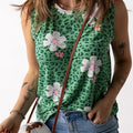 Printed Side Slit Round Neck Tank