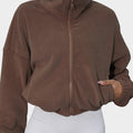 Drawstring Turtleneck Zip Up Long Sleeve Jacket