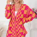 Contrast Exposed Seam Open Front Cardigan