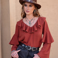 Statement Collar Long Sleeve Blouse