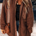 Fuzzy Snap Down Dropped Shoulder Jacket