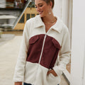 Ivy Lane Plush Contrast Zip Up Coat