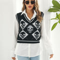 Skull Contrast V-Neck Sweater Vest